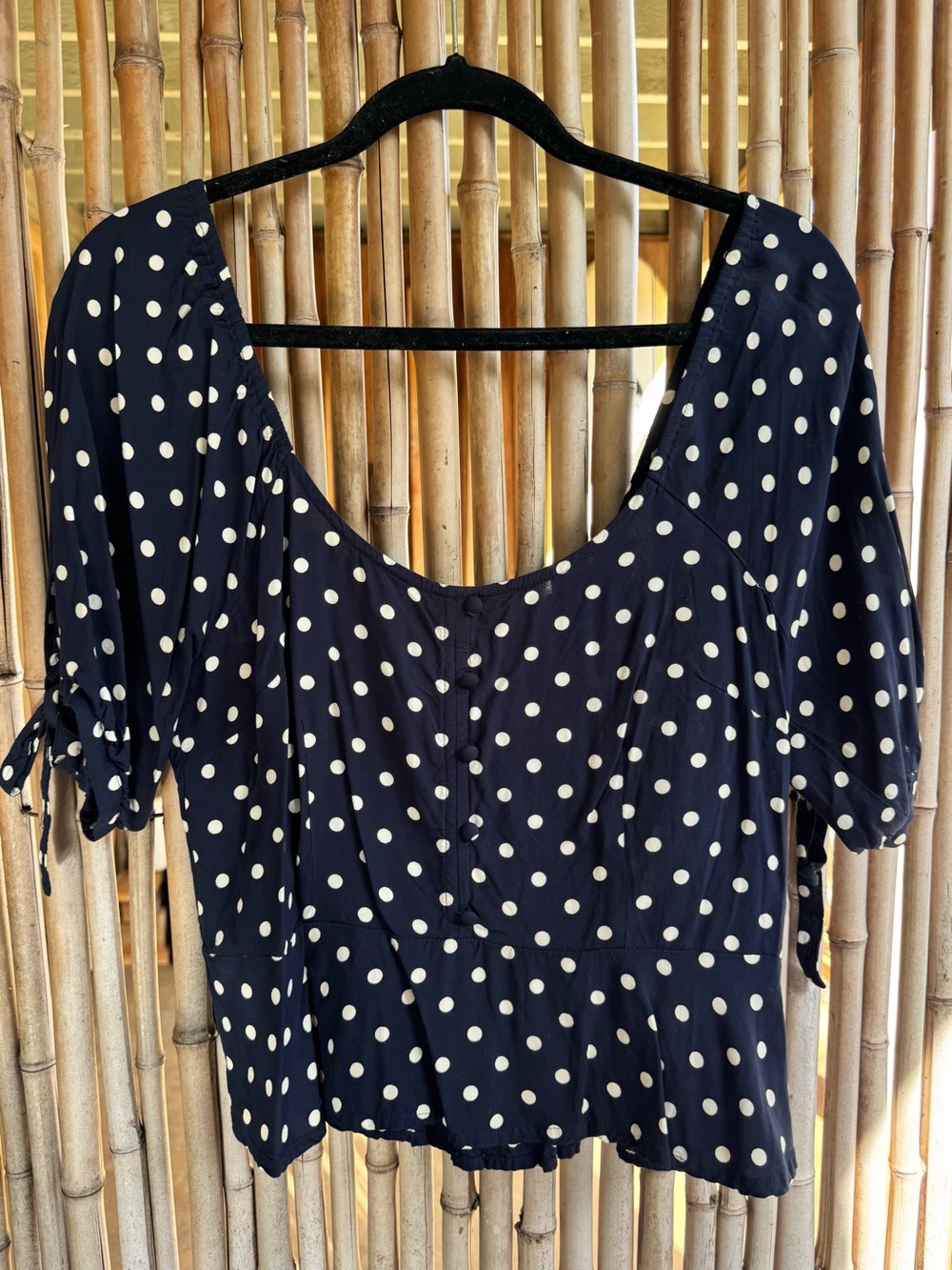 J. Crew Navy Blouse w/ Polka Dots